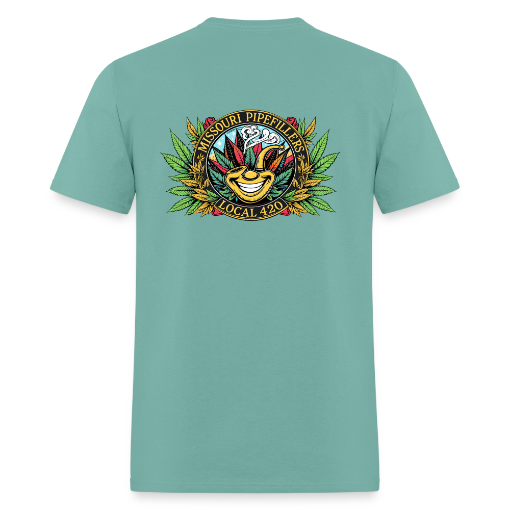 MISSOURI PIPEFILLERS LOCAL 420  F/B DESIGNS  Men's T-Shirt - aquatic
