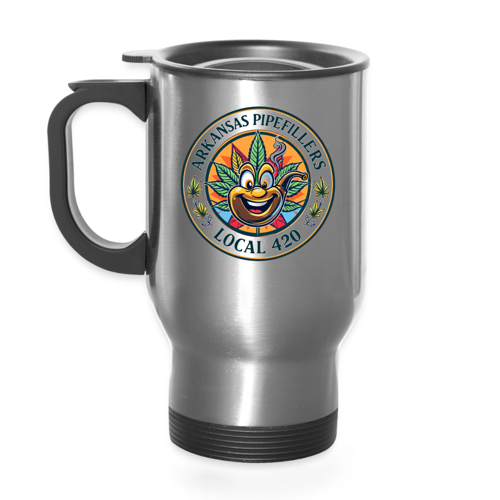 ARKANSAS PIPEFILLERS LOCAL 420 14oz Stainless Steel Travel Mug - silver