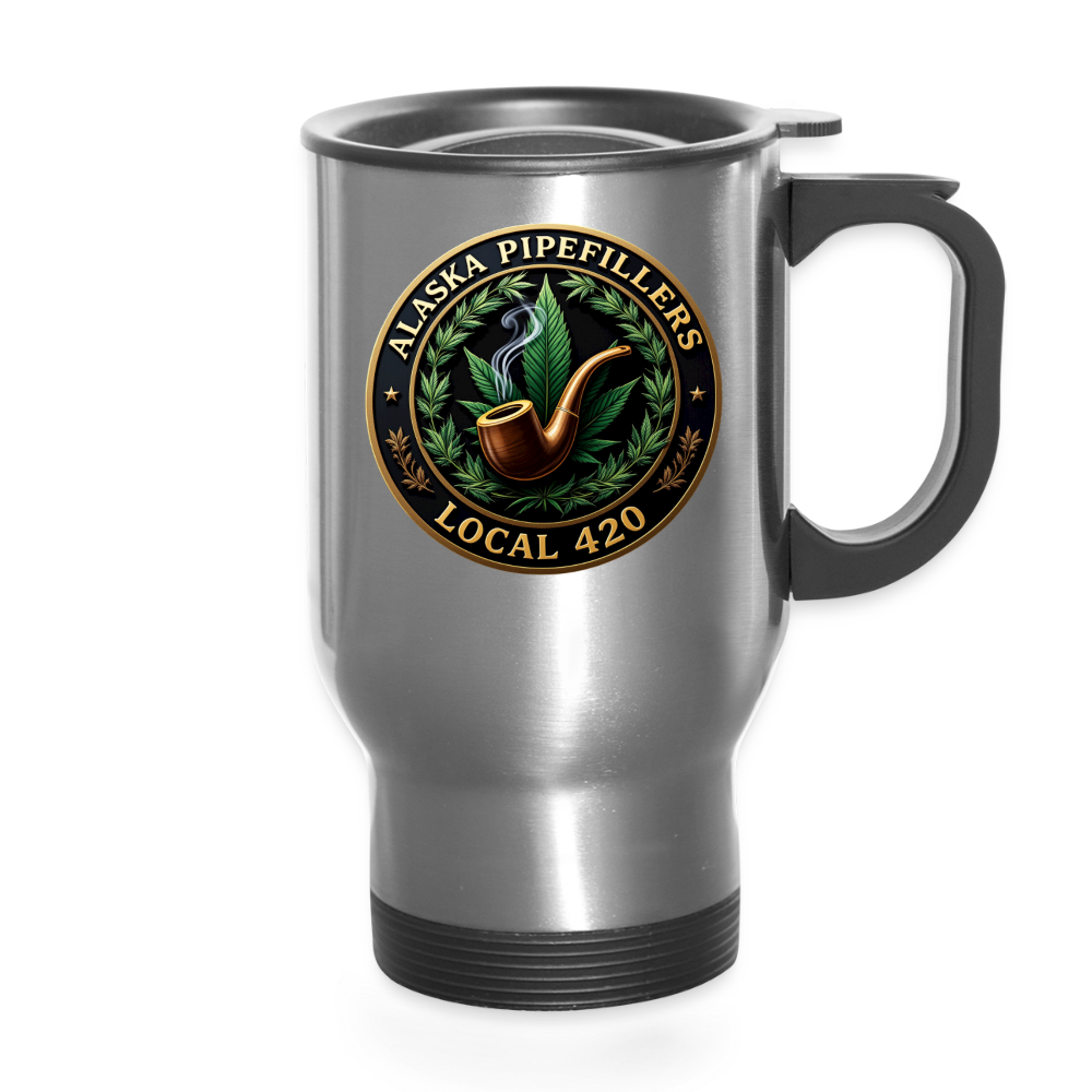 ALASKA PIPEFILLERS LOCAL 420 14oz Stainless Steel Travel Mug - silver