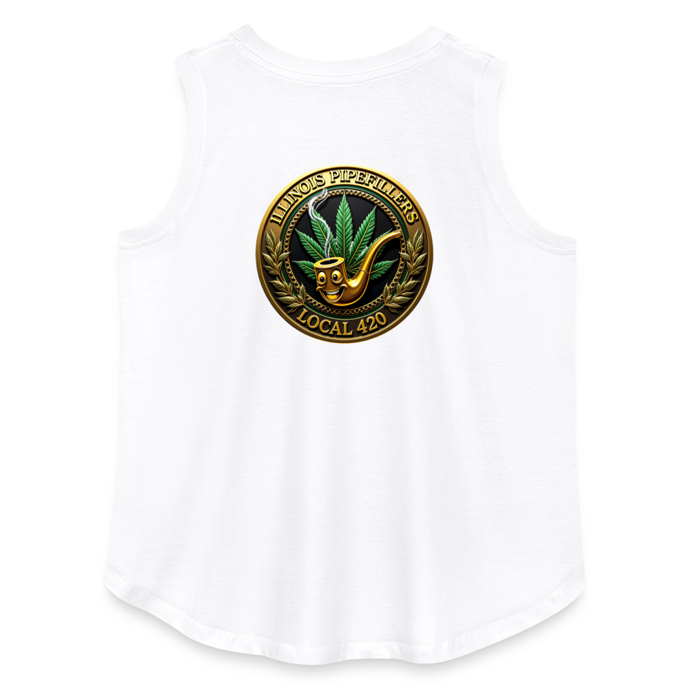 ILLINOIS PIPEFILLERS LOCAL 420 F/B EMBLEMS Women's Curvy Relaxed Tank Top - white