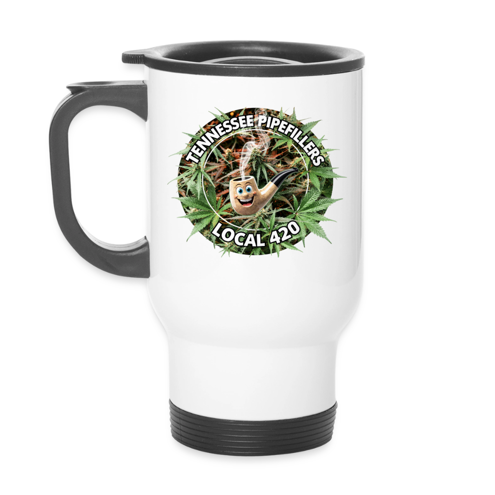 TENNESSEE PIPEFILLERS LOCAL 420 14oz Stainless Steel Travel Mug - white