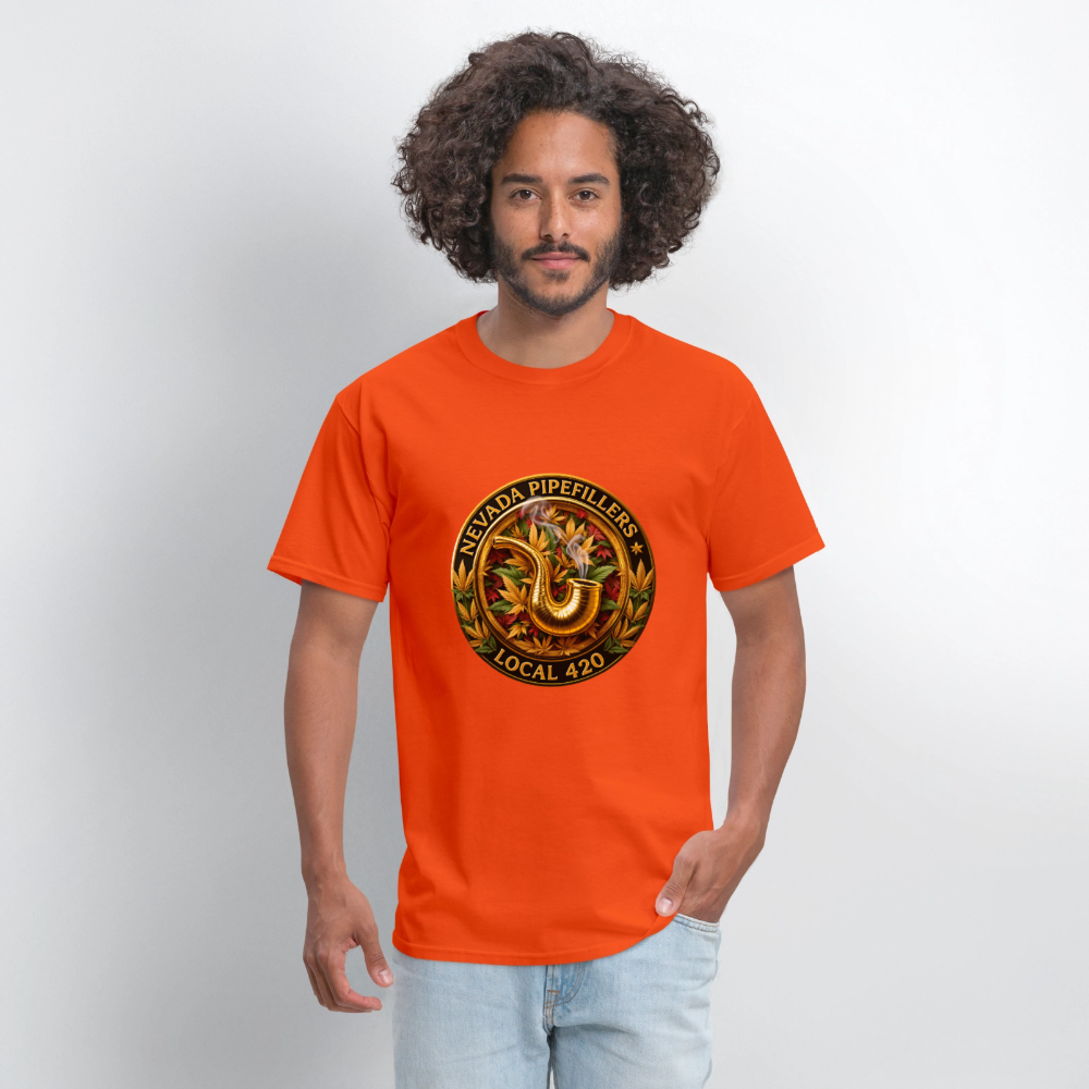 NEVADA PIPEFILLERS LOCAL 420  Men's T-Shirt - orange