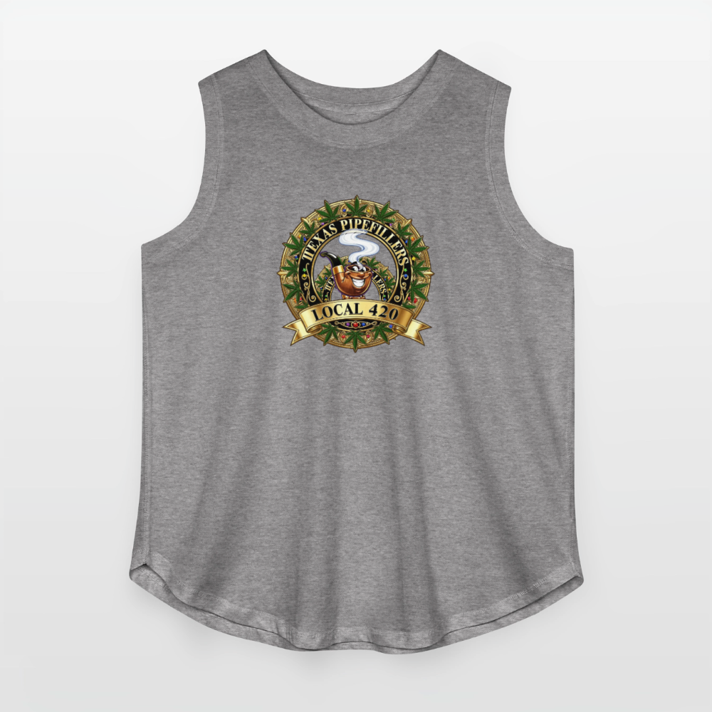 TEXAS PIPEFILLERS LOCAL 420 F/B DESIGN Women's Curvy Relaxed Tank Top - granite heather 
