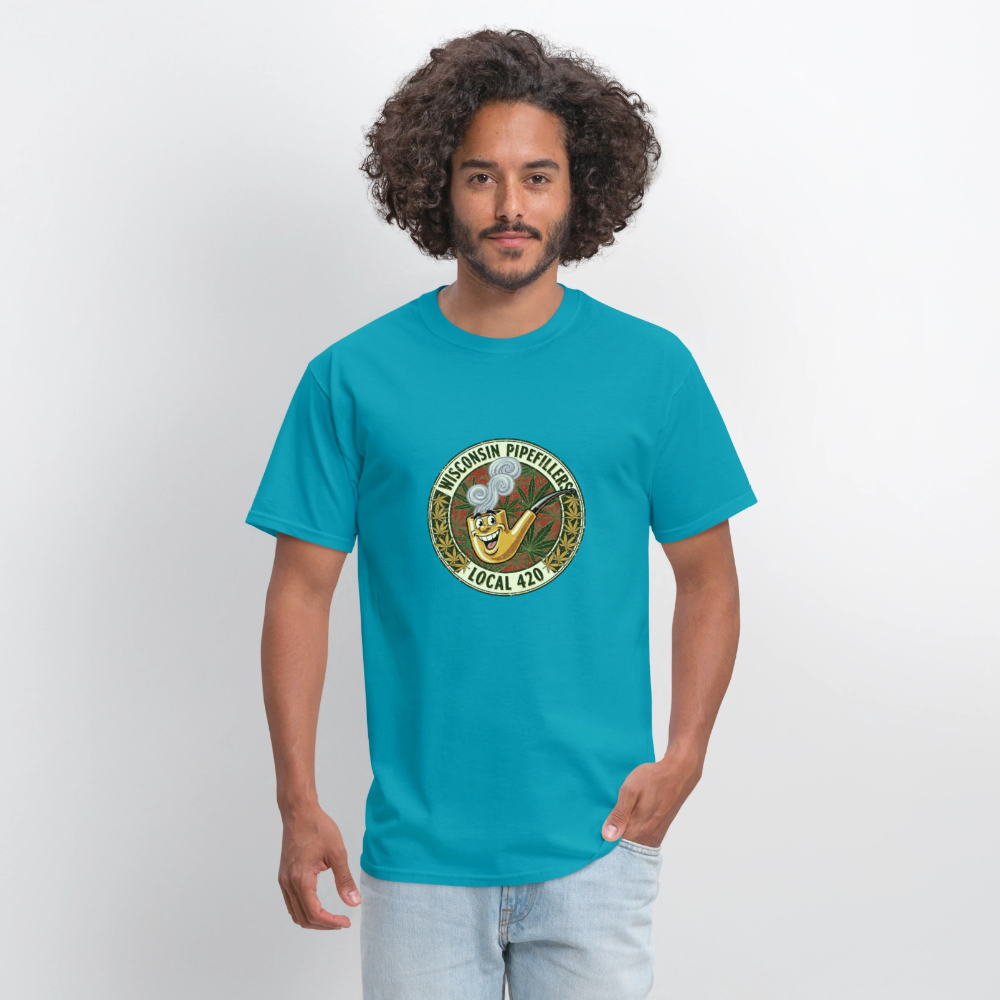 WISCONSIN PIPEFILLERS LOCL 420 F/B DESIGN Men's T-Shirt - turquoise