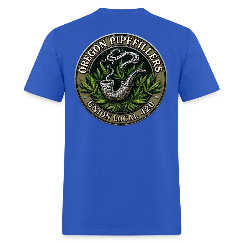 OREGON PIPEFILLERS LOCAL 420 2 EMBLEM Men's T-Shirt - royal blue