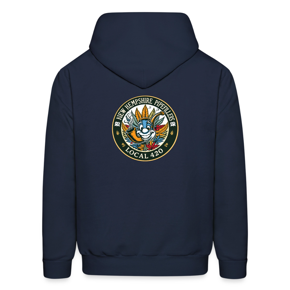 NEW HEMPSHIRE PIPEFILLERS LOCAL 420 2 EMBLEM Men's Hoodie - navy
