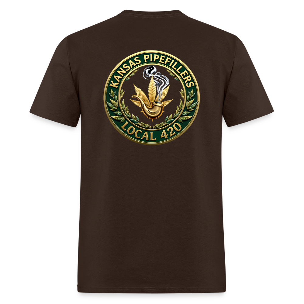 KANSAS PIPEFILLERS LOCAL 420 F/B DESIGNS Men's T-Shirt - brown
