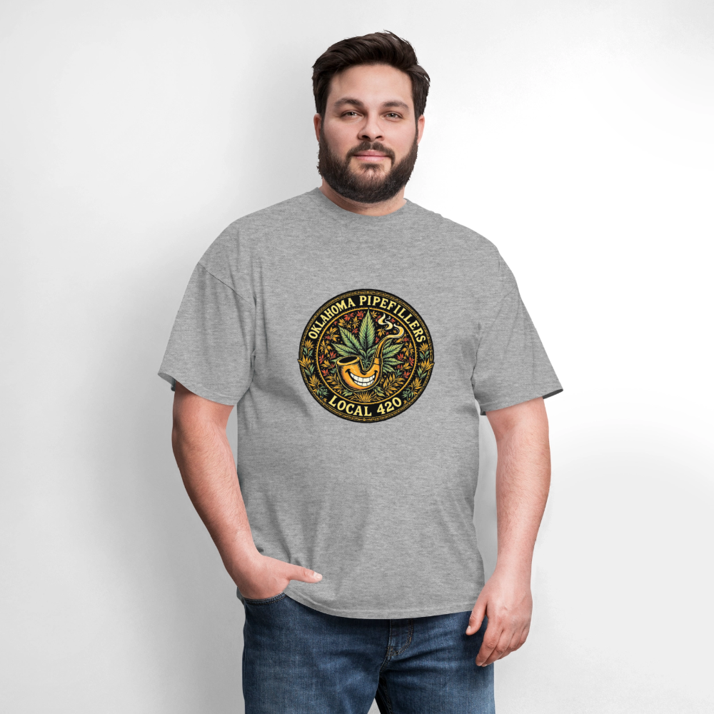 OKLAHOMA PIPEFILLERS LOCAL 420  F/B DESIGNS Men's T-Shirt - heather gray
