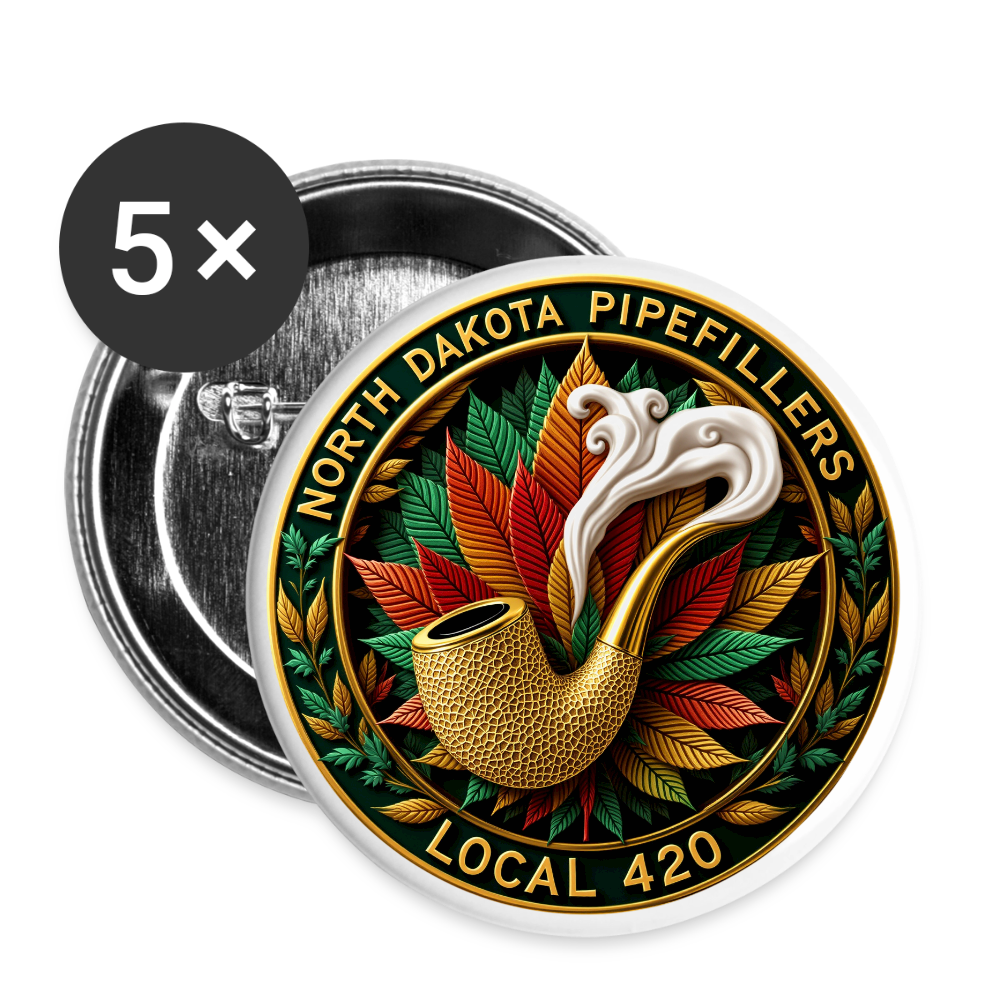 NORTH DAKOTA PIPEFILLERS LOCAL 420 Union Buttons small 1'' (5-pack) - white
