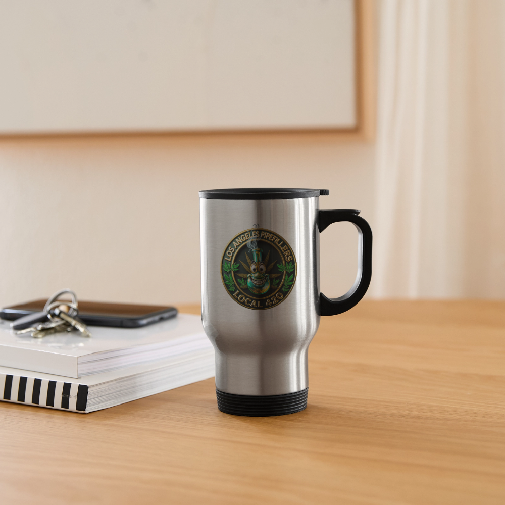 LOS ANGLES PIPEFILLERS LOCAL 420 Stainless Steel 14oz Travel Mug - silver