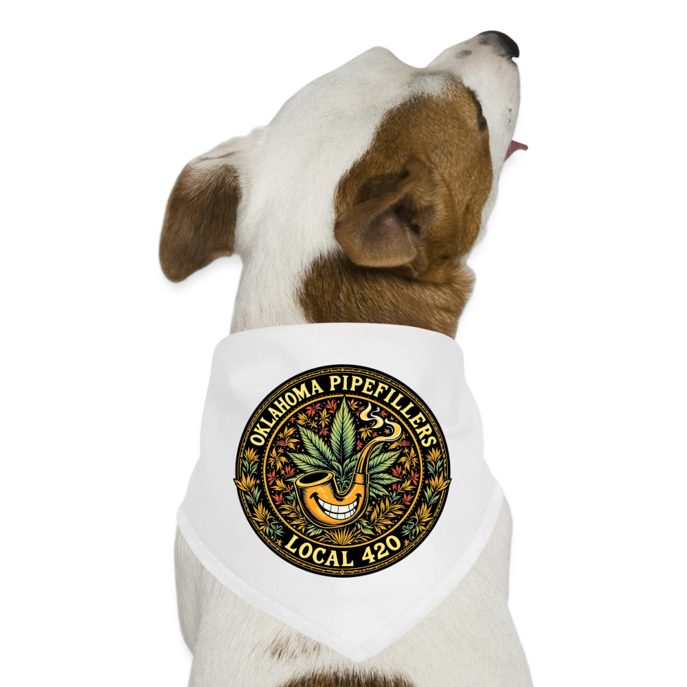 OKLAHOMA PIPEFILLERS LOCAL 420 Dog Bandana - white