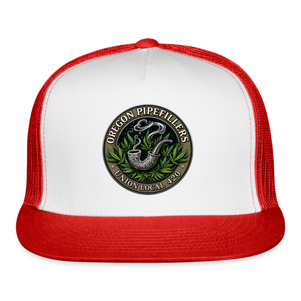 OREGON PIPEFILLERS UNION LOCAL 420 Trucker Hat - white/red