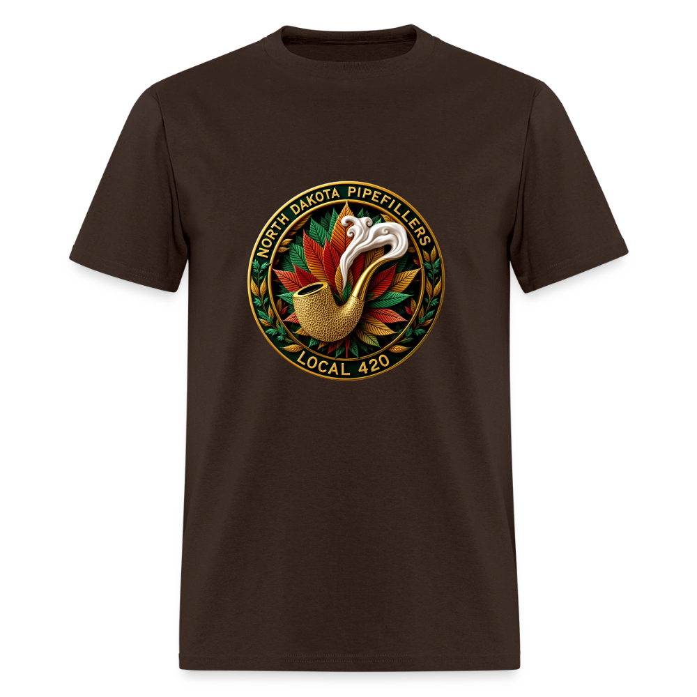 NORTH DAKOTA PIPEFILLERS LOCAL 420 F/B DESIGNS Men's T-Shirt - brown