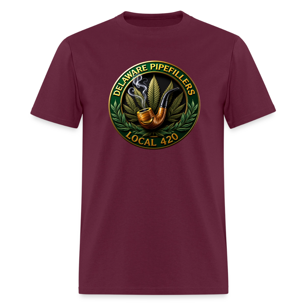 DELAWARE  PIPEFILLERS LOCAL 420 F/B DESIGN Men's T-Shirt - burgundy