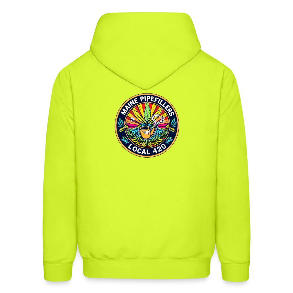 MAINE PIPEFILLERS LOCAL 420 2 EMBLEM Men's Hoodie - safety green