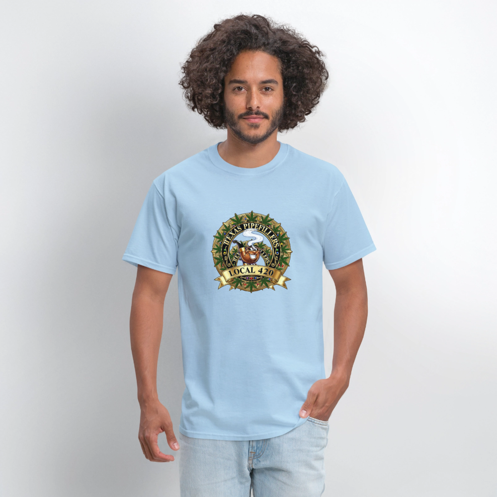 TEXAS PIPEFILLERS LOCAL 420 F/B DESIGN Men's T-Shirt - powder blue
