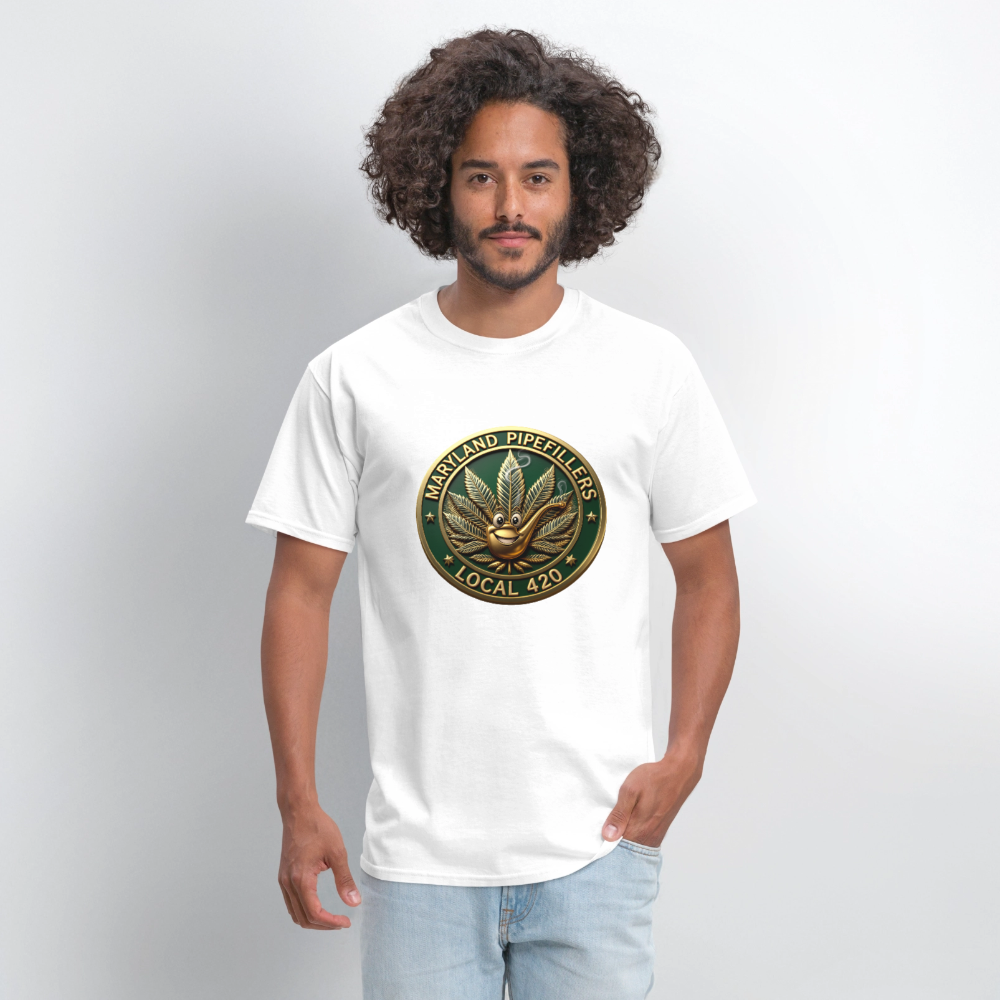 MARYLAND PIPEFILLERS LOCAL 420 Men's T-Shirt - white