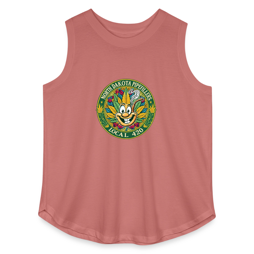 NORTH DAKOTA PIPEFILLERS LOCAL 420 F/B 2 DESIGNS Women's Curvy Relaxed Tank Top - mauve