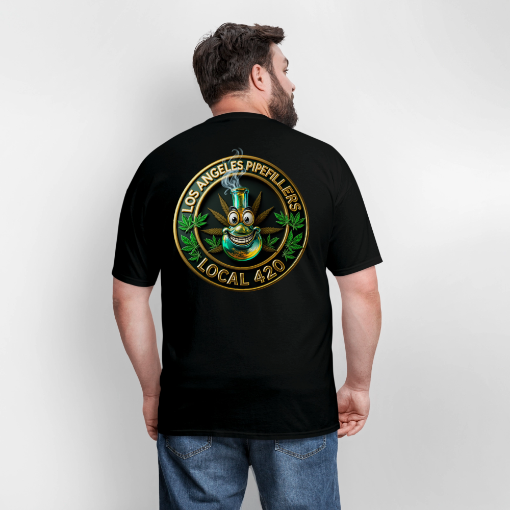 LOS ANGLES PIPEFILLERS LOCAL 420 2 EMBLEM Men's T-Shirt - black