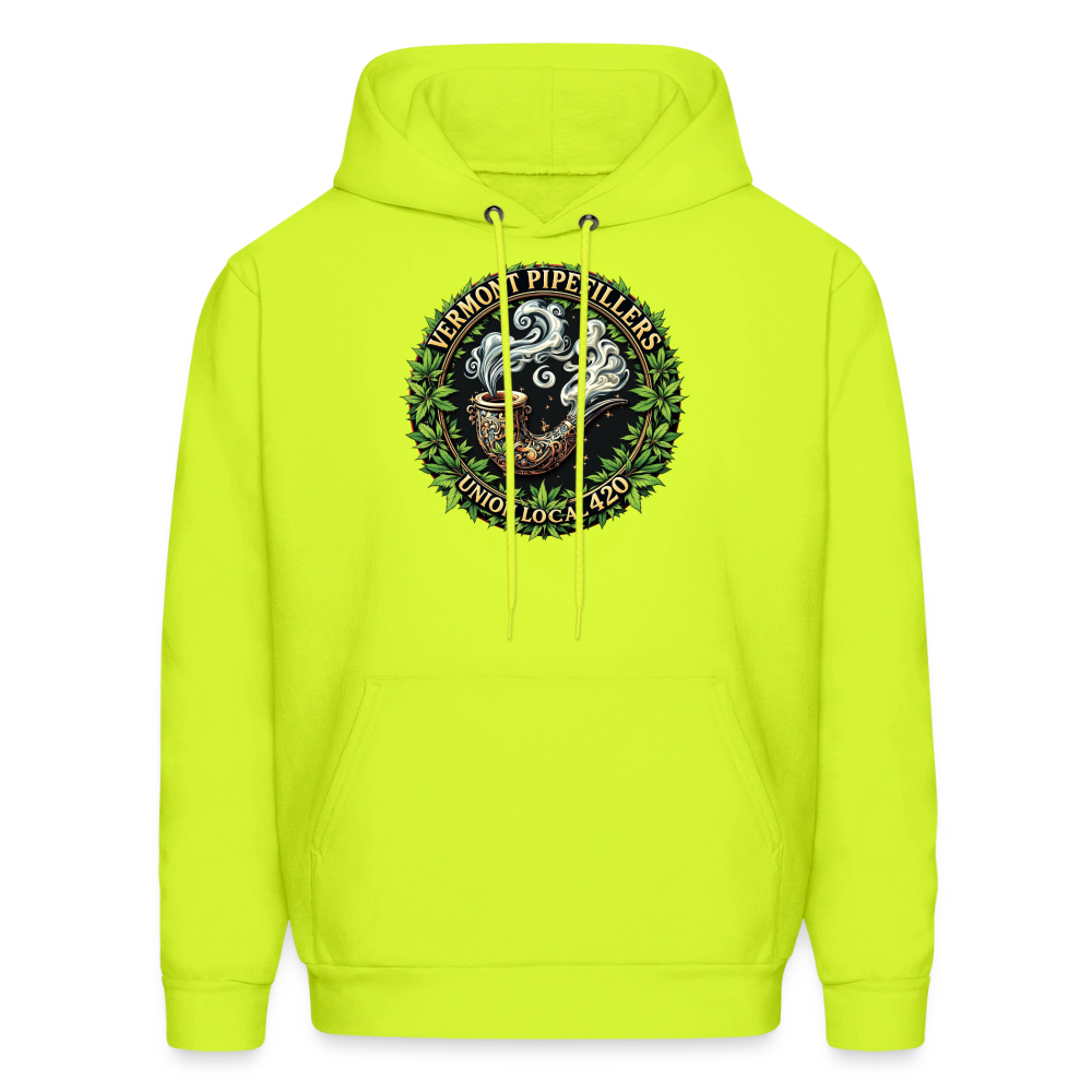 VERMONT PIPEFILLERS LOCAL 420 2 EMBLEM Men's Hoodie - safety green
