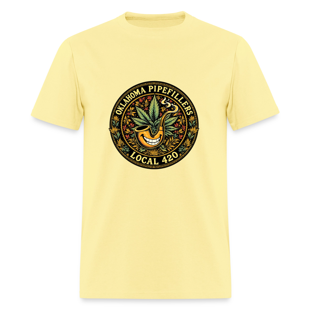OKLAOMA PIPEFILLERS LOCAL 420  Men's T-Shirt - cornsilk