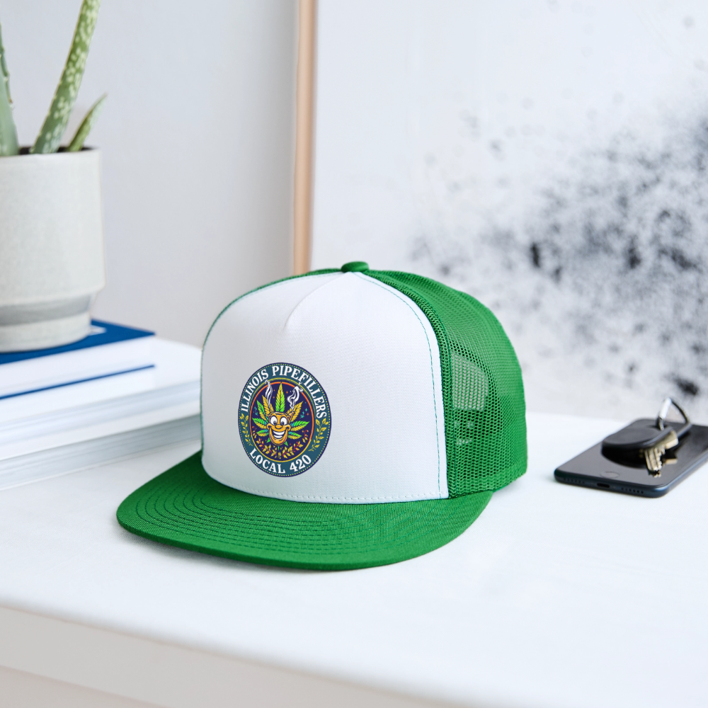 ILLINOIS PIPEFILLERS LOCAL 420 Trucker Hat - white/kelly green