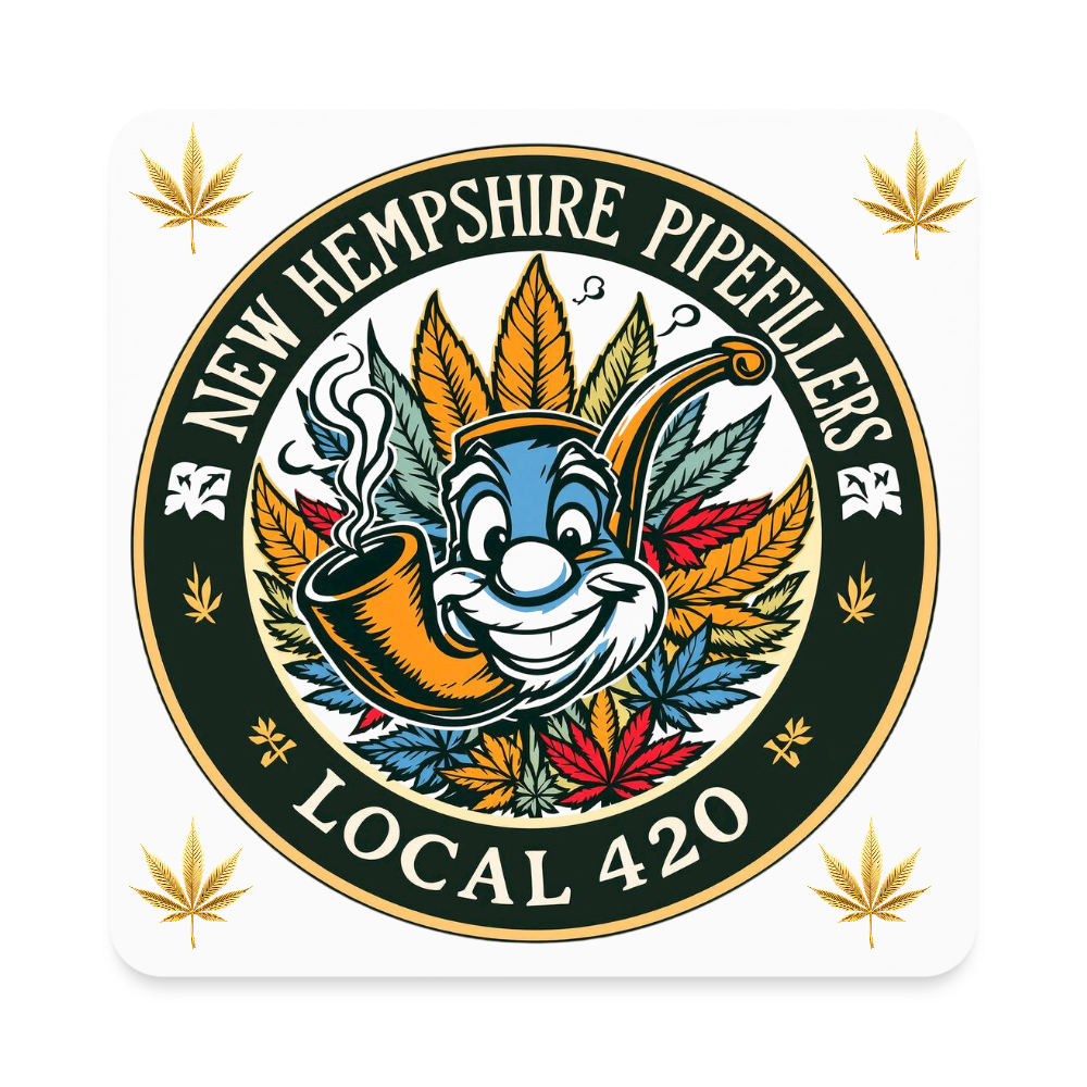 NEW HEMPSHIRE PIPEFILLERS LOCAL 420 Square Magnet - white