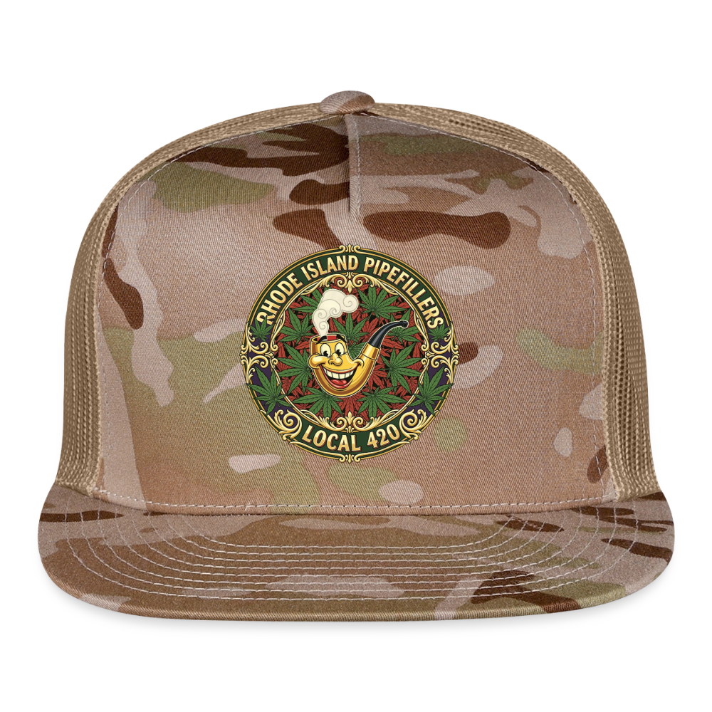 TEXAS PIPEFILLERS LOCAL 420 CAMO Trucker Hat - MultiCam\tan