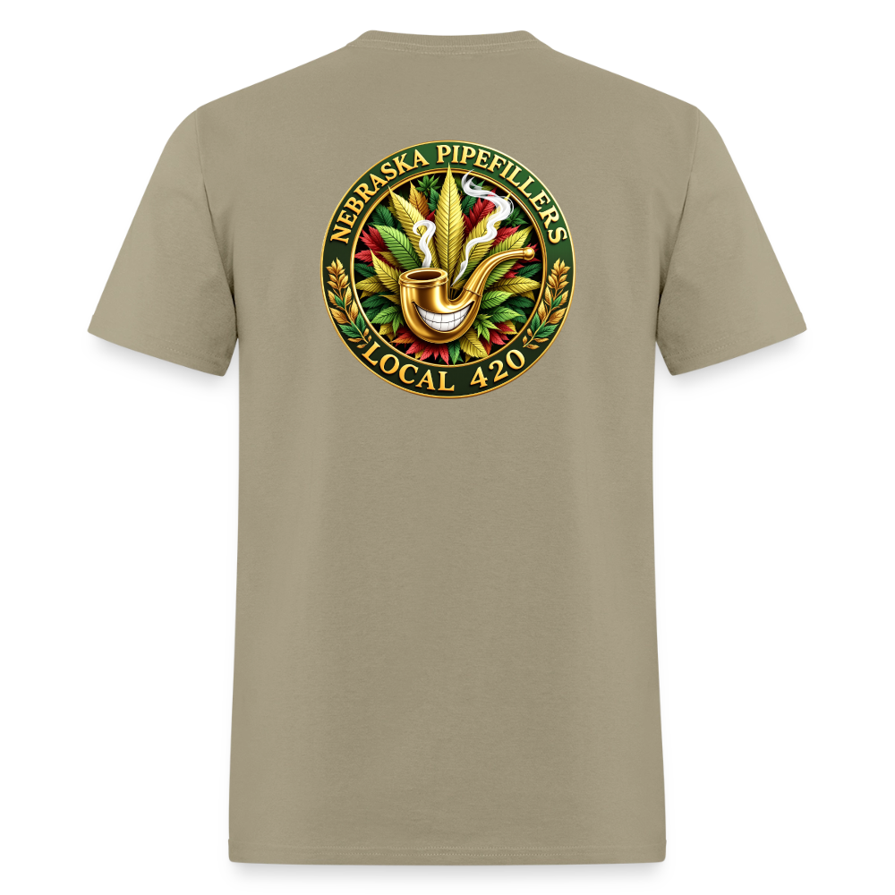 NEBRASKA PIPEFILLERS LOCAL 420 F/B DESIGNS Men's T-Shirt - khaki