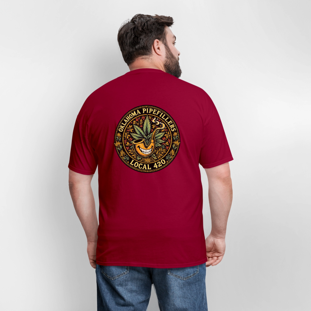 OKLAHOMA PIPEFILLERS LOCAL 420  F/B DESIGNS Men's T-Shirt - true red