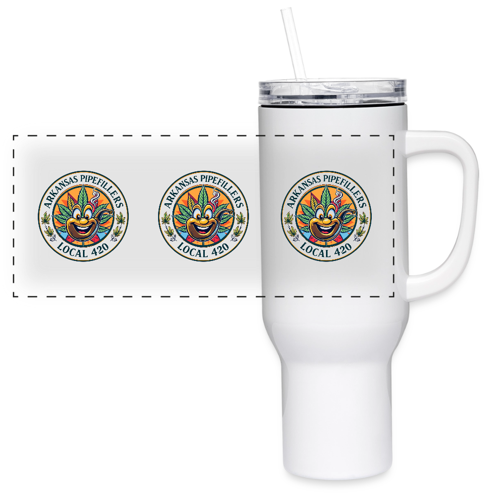 ARKANSAS PIPEFILLERS LOCAL 420 40oz Stainless Steel Travel Tumbler - white