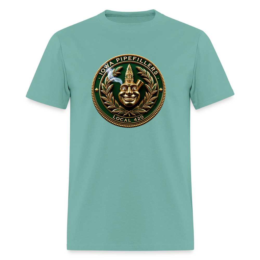 IOWA PIPEFILLERS LOCAL 420 F/B DESIGN Men's T-Shirt - aquatic