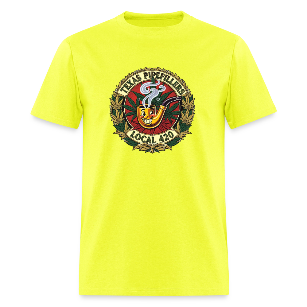 TEXAS PIPEFILLERS LOCAL 420 F.B DESIGN Men's T-Shirt - safety green
