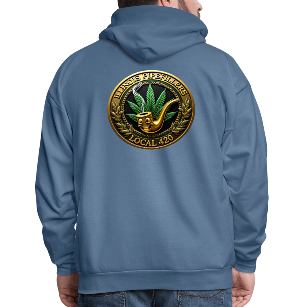 ILLINOIS PIPEFILLERS LOCAL 420 F/B EMBLEMS Men's Hoodie - denim blue