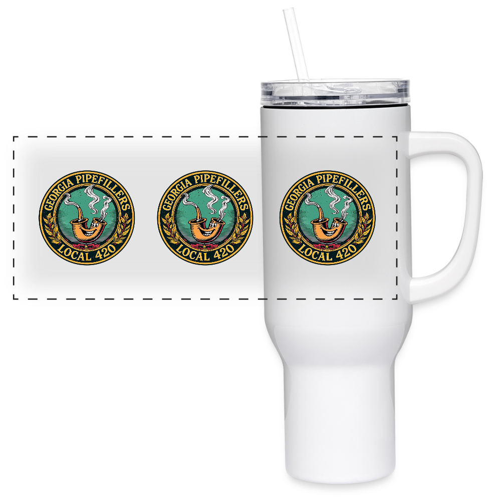 GEORGIA PIPEFILLERS LOCAL 420 40oz Stainless Steel Travel Tumbler - white