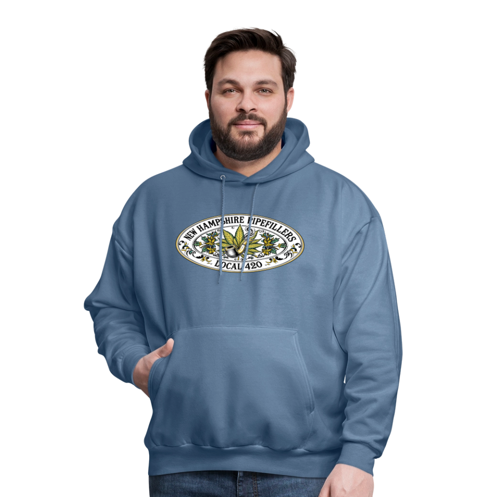 NEW HAMPSHIRE PIPEFILLERS LOCAL 420 2 EMBLEM Men's Hoodie - denim blue