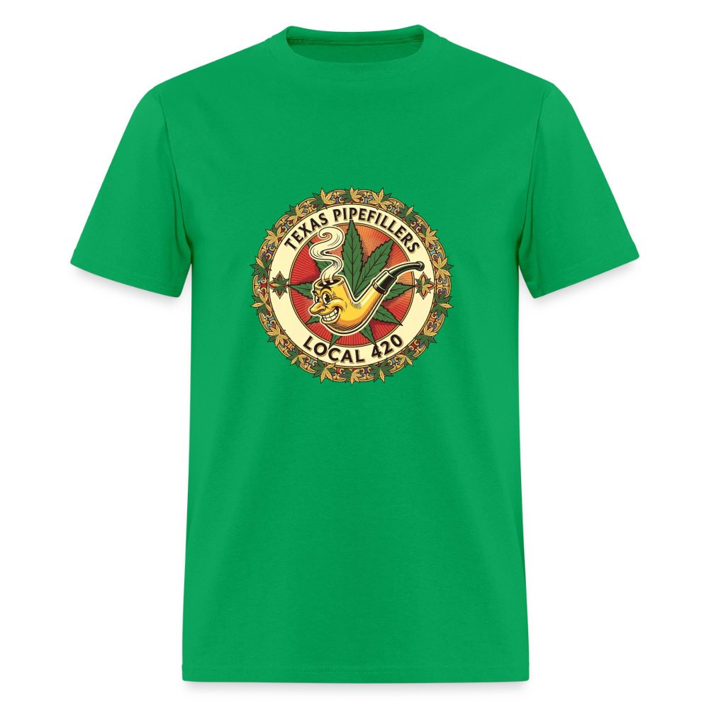 TEXAS PIPEFILLERS LOCAL 420 Men's T-Shirt - bright green