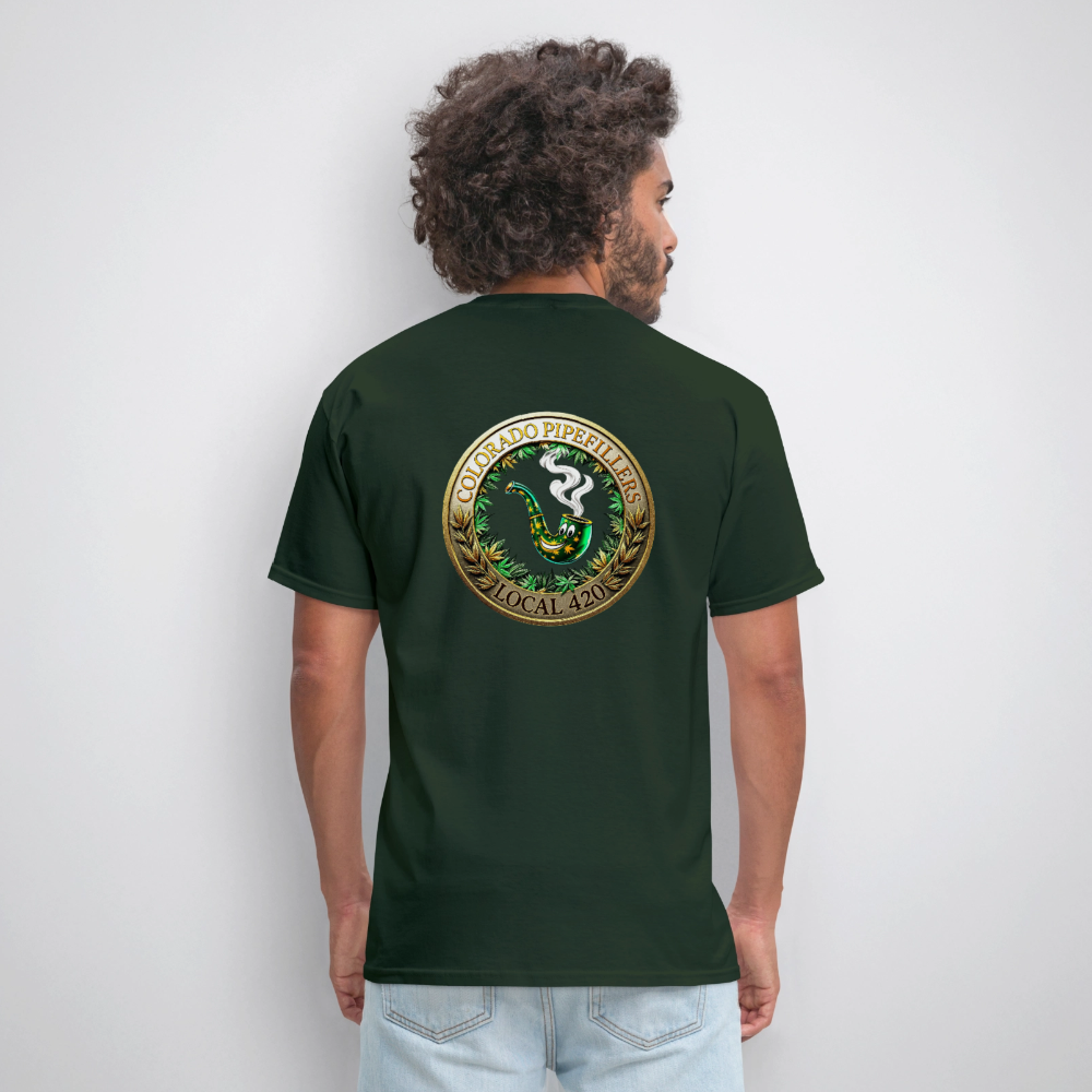 COLORADO PIPEFILLERS LOCAL 420 F/B EMBLEMS Men's T-Shirt - forest green