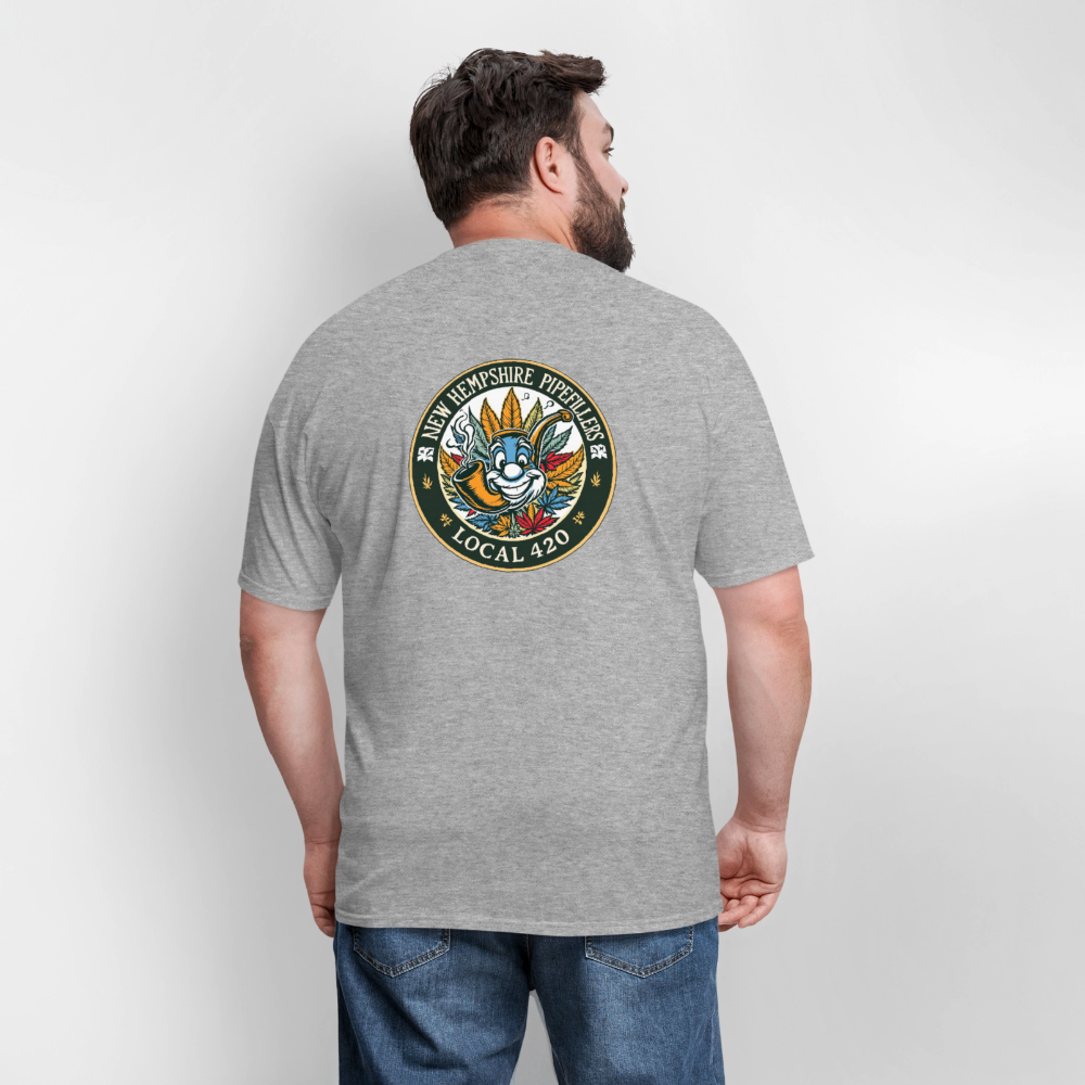 NEW HEMPSHIRE PIPEFILLERS LOCAL 420 2 EMBLEM Men's T-Shirt - heather gray