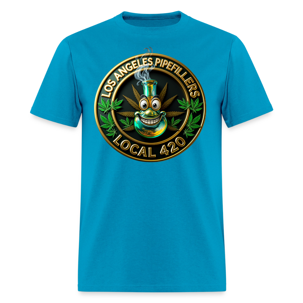 LOS ANGELES PIPEFILLERS LOCAL 420 F/B DESIGNS Men's T-Shirt - turquoise