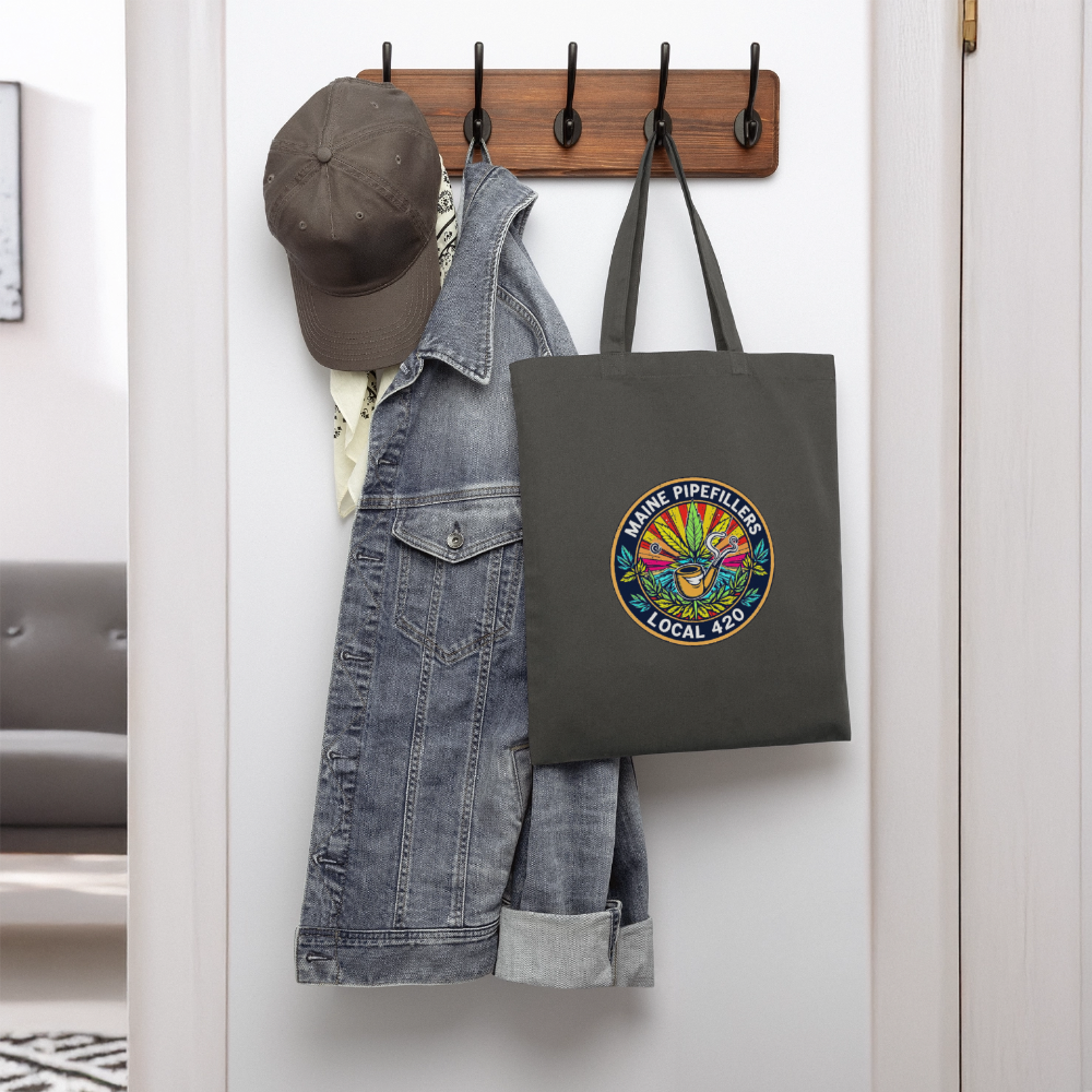 MAINE PIPEFILLERS LOCAL 420 Tote Bag - charcoal