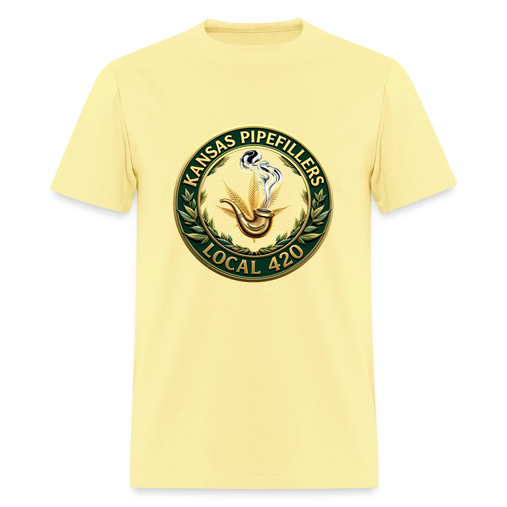 KANSAS PIPEFILLERS LOCAL 420 F/B DESIGNS Men's T-Shirt - cornsilk