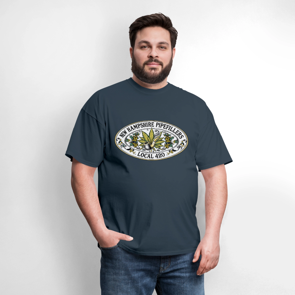 NEW HAMPSHIRE PIPEFILLERS LOCAL 420 2 EMBLEM Men's T-Shirt -  blue dusk