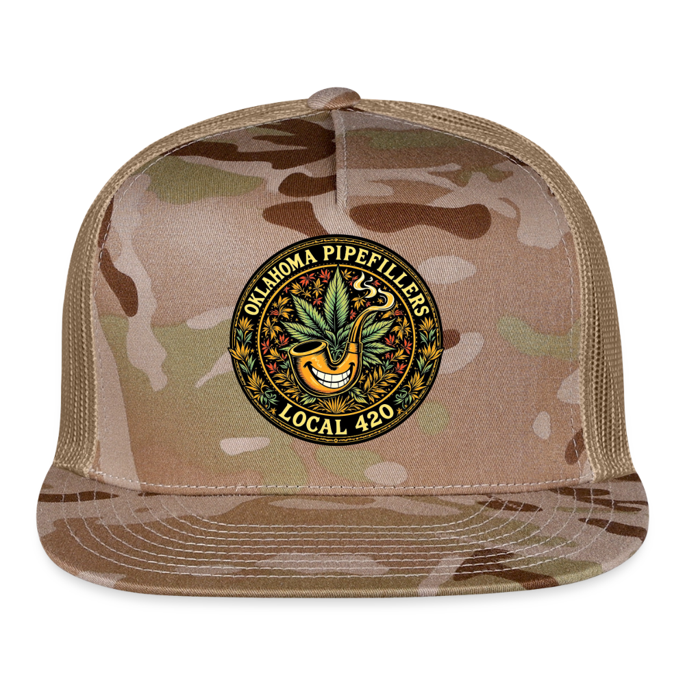 OKLAHOMA PIPEFILLERS LOCAL 420 CAMO Trucker Hat - MultiCam\tan