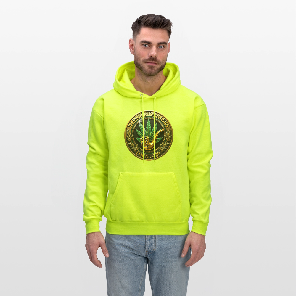 ILLINOIS PIPEFILLERS LOCAL 420 Men's Hoodie - safety green