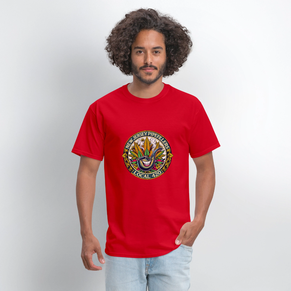 NEW JERSEY PIPEFILLERS LOCAL 420 F/B DESIGN Men's T-Shirt - red