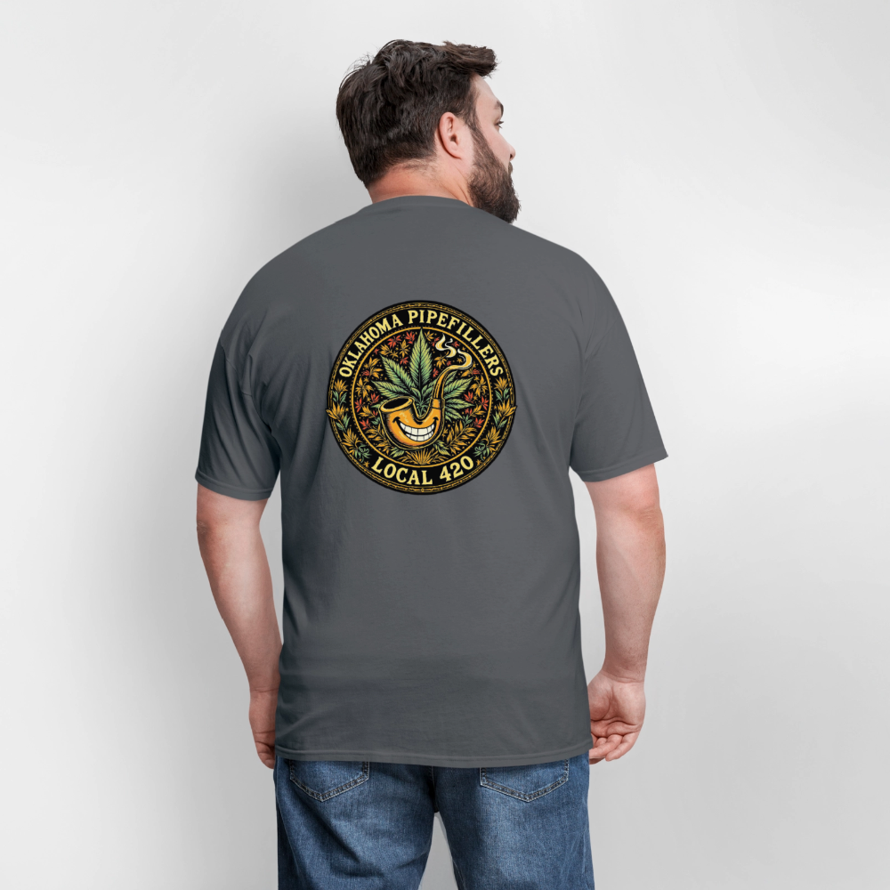 OKLAHOMA PIPEFILLERS LOCAL 420  F/B DESIGNS Men's T-Shirt - charcoal