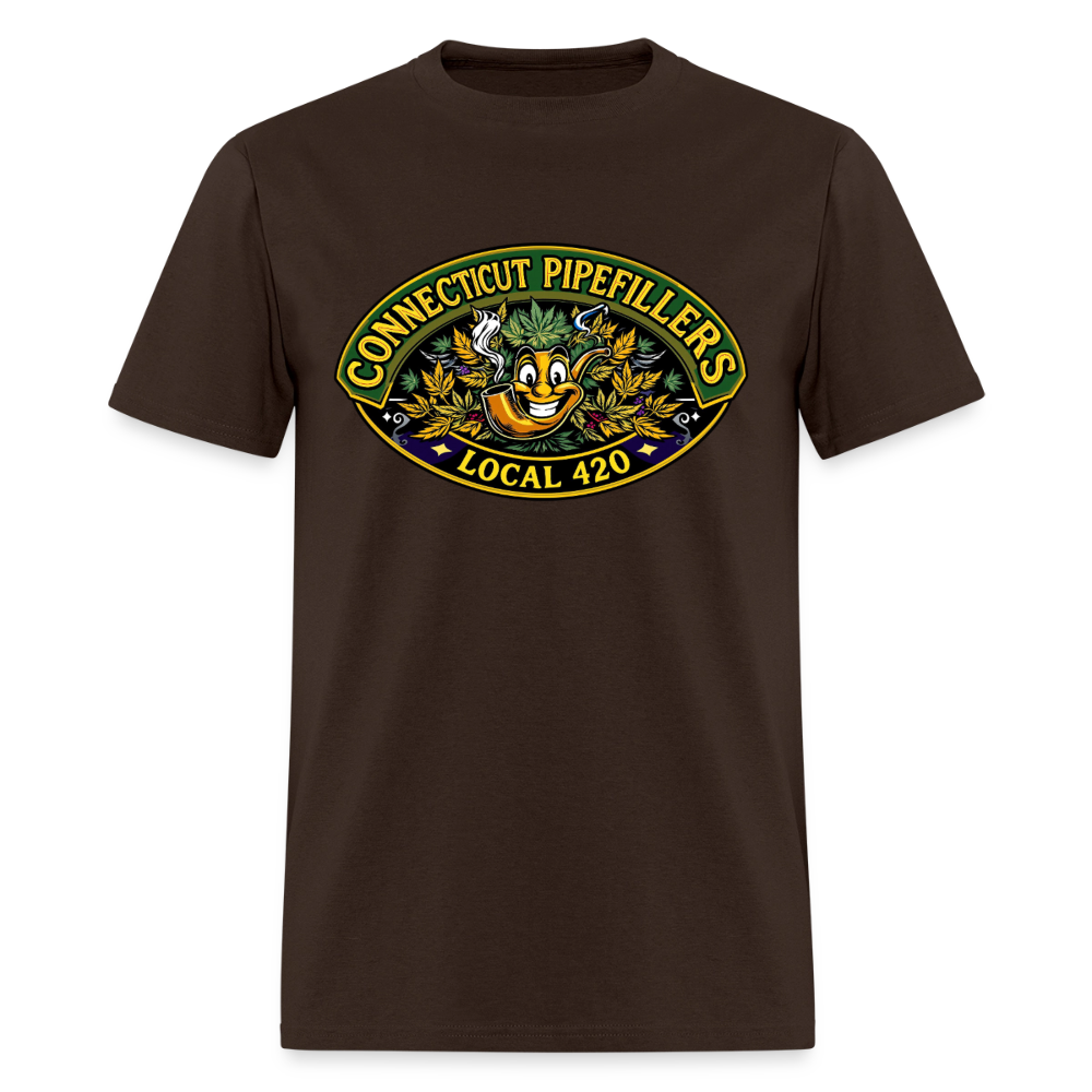 CONNECTICUT PIPEFILLERD LOCAL 420 F/B DESIGN Men's T-Shirt - brown
