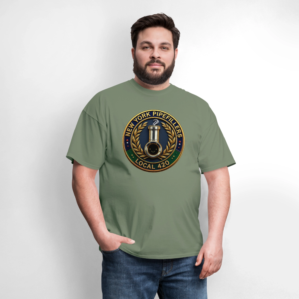 NEW YORK PIPEFILLERS LOCAL 420 F/B DESIGNS Men's T-Shirt - military green