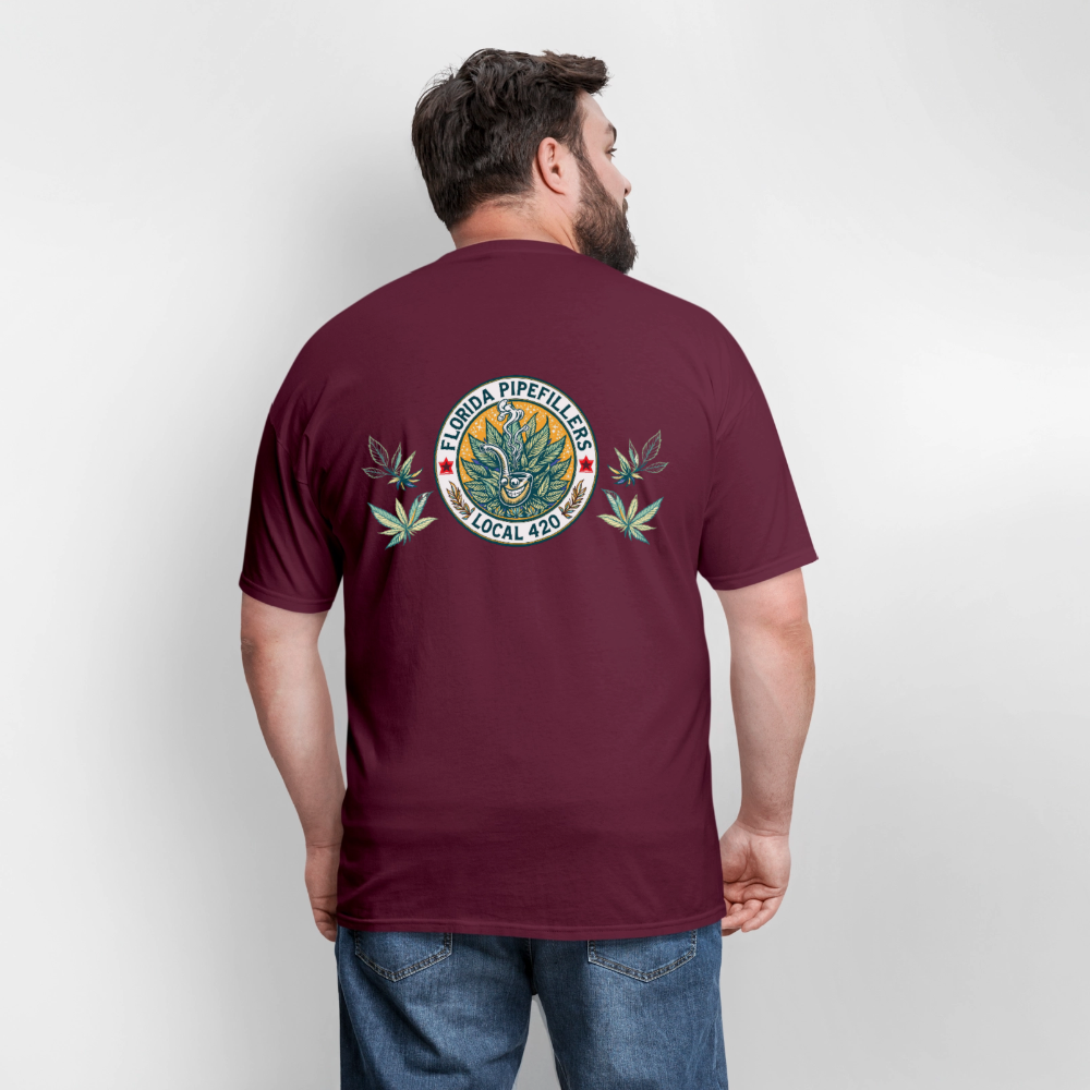 FLORIDA PIPEFILLERS LOCAL 420 F/B DESIGN Men's T-Shirt - burgundy